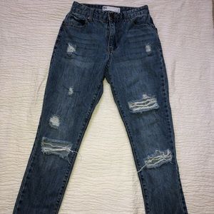 Medium wash mom jeans
